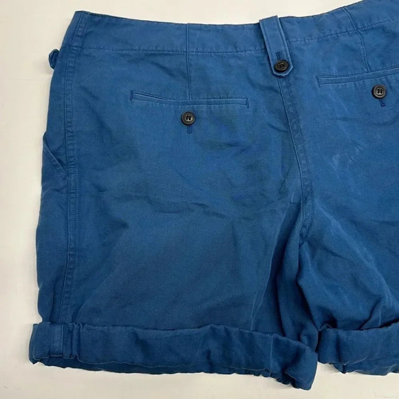Burberry Brit Shorts Cuffed Knit Woven Woven Cotton Linen Blue Women's US Size 8 - Picture 5 of 10